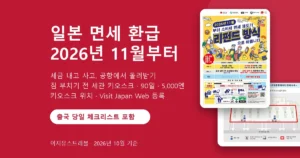 일본 면세 환급 방법 2026년 11월부터: 공항 키오스크 위치·출국 체크리스트·Visit Japan Web (리펀드 방식 총정리)